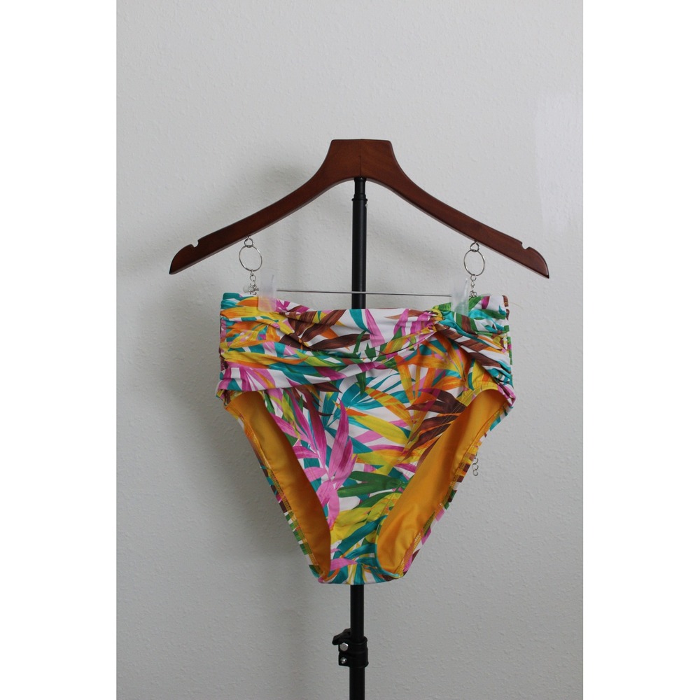 Bleu Rod Beattie Women 8 Tropical Palm Tankini Set High Waist Ruched Swimsuit